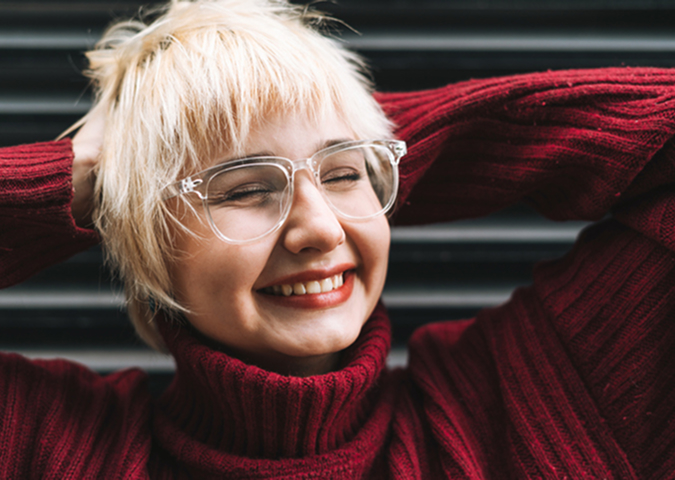 close-up of person smiling