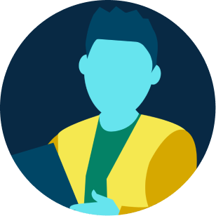 illustration of worker in larger grid of items