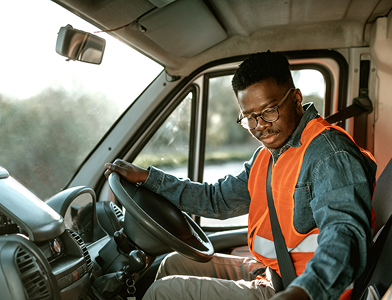 trade person working with van