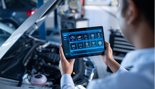 business person working on tablet