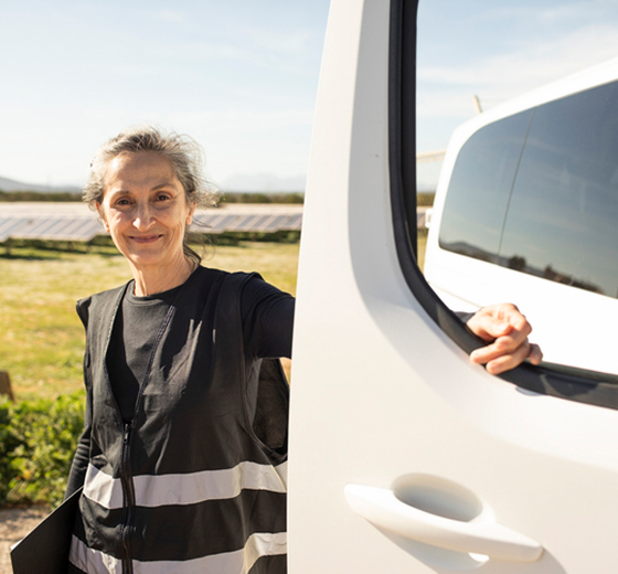 person closing van door