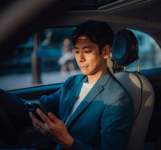 business person working on phone