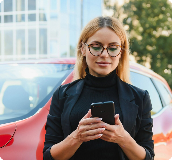 business person working on phone