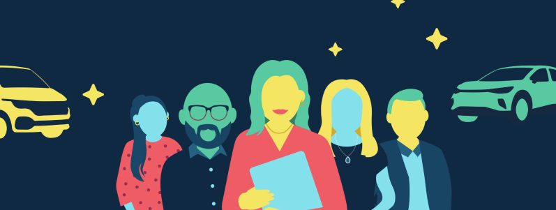 people working at fleet, in cartoon format