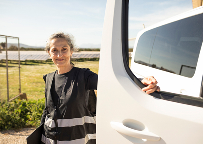 person closing van door