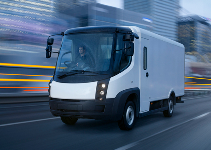 white van with blurred background