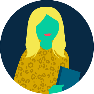 illustration of worker in larger grid of items