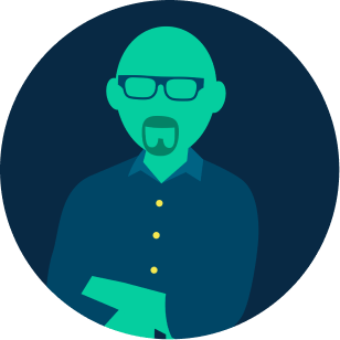 illustration of worker in larger grid of items