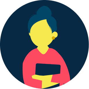 illustration of worker in larger grid of items